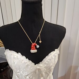 Gold and Red Santa Hat Necklace